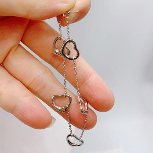 1:1 Tiffon925 Sterling Silver European And American Classical Style Fashion Five Hollow Heart Bracelet, Jewelry Gift For Ladies