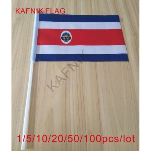 KAFNIK ,10/20/50/100pcs Costa Rica 14*21cm hand flag with Pole Handing flag