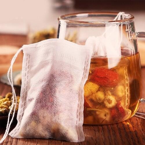 Tea Bags 50Pcs/Lot Empty Scented Drawstring Pouch Bag 5*7CM Seal Filter Cook Herb Spice Loose Coffee Pouches Tools