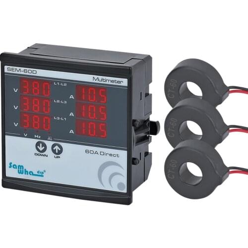 Samwha-Dsp SEM-XXD Digital Multimeter, Contains 3 C.T, Three Phase Volt(L-L),(L-N), Ampere ,Frequency, Phase Sequence Display
