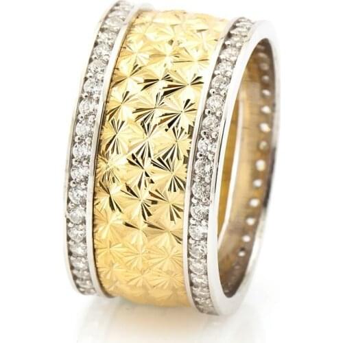 Tesbihane Pole Star Design Double Row Zircon Cz 925 Sterling Silver Women Wedding Rings