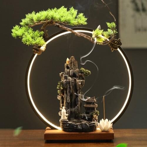 Eletric Led Light Incense Burner Mountain Smoke Fountain Incense Burner Zen Garden Decoracion Para El Hogar Home Decor YD50XL