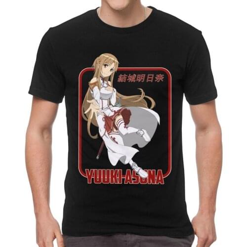 Sword Art Online Yuuki Asuna T Shirt Men Cotton Print T-shirt Funny Tshirt Short Sleeve Japanese Anime Animation Tee Top