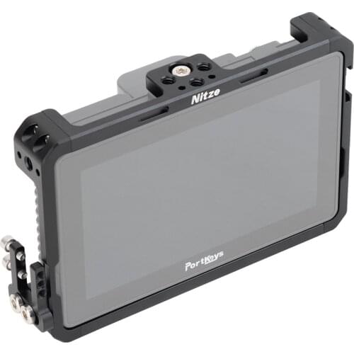 NITZE Monitor Cage for Portkeys BM5 WR BM5 III 5.5" with Sunshade Hood for Screen Monitor Rig Cable Clamp Protective cage