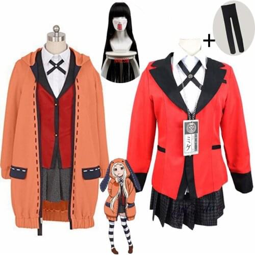 Kakegurui Compulsive Gambler Rune Runa Yomozuki Kakegurui Cosplay Costume Anime Hoodie Coat Jabami Yumeko Cosplay Costume Wig