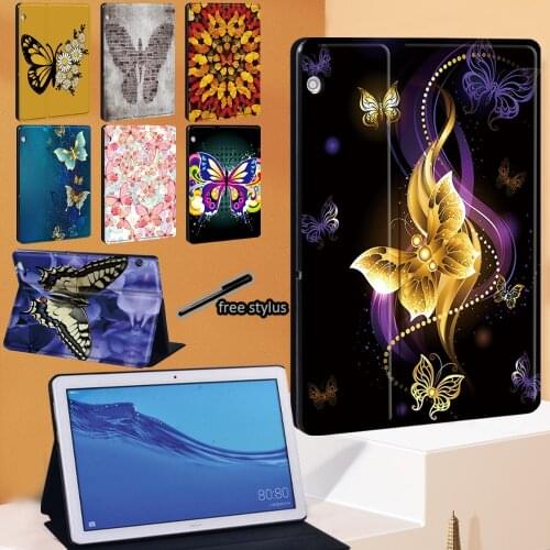 Tablet Folio Leather Stand Case Cover for Huawei MediaPad T3 8.0"/T3 10 9.6"/T5 10 10.1" /MediaPad M5 Lite 10.1"/M5 10.8" + Pen