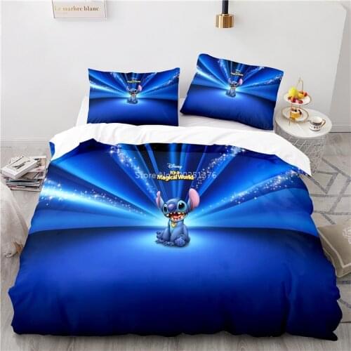 Lilo & Stitch Disney Lovely Cartoon 3d Bedding Set Queen King Duvet Cover Set Comforter Cover & Pillowcase Set juego de cama