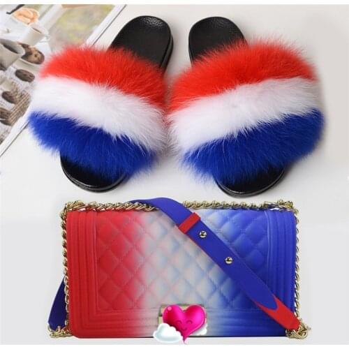 Cute fox fur slippers for women, furry slippers for women, fluffy summer sandals for women, fur slippers for women, plus size