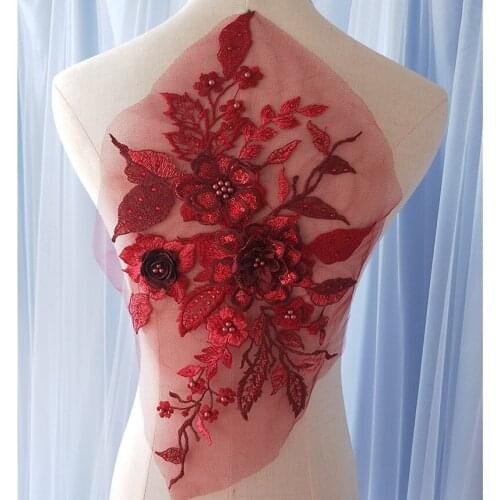 Multicolor 3D Diamond embroidery Beading Lace Applique patch Dress Childrens costumes DIY decorative embroidery RS827