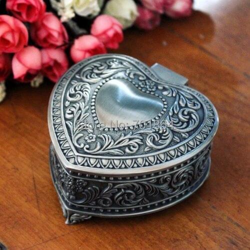 Free Shipping - Fashion Metal Box Vintage Trinkets Cases Heart Design Jewelry Packaging Display
