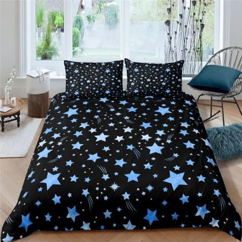 Cartoon Stars Bedding Set Cute Black 3d Duvet Cover Sets Comforter Bed Linen Twin Queen King Single Size Fashion Luxury Modern