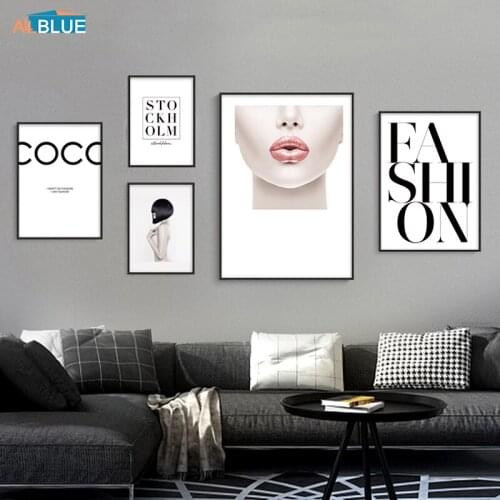 Nordic Posters And Prints LIPS Fashion Girl STOCKHOLM Wall Art Canvas Painting Modern Wall Pictures For Living Room Home Decor