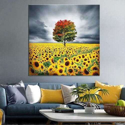 Full Square Drill 5d Diamond Painting Flower Diy Diamond Embroidery Sunflower Tree Mosaic Poster Diamond Wall Art Home Decor