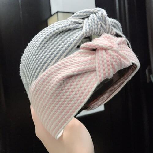 Plaid Hairbands Women Handmade Weaving Straw Cross Knotted Headband Bohemian Wide Hair Bands Hair Hoop Turban Hair Accessories