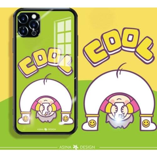 ASINA Transparent Tempered Glass Case for iPhone 11 12 Pro Max 12 Mini XS XR X Fashion Cartoon Cover For iPhone 7 8 Plus SE 2020