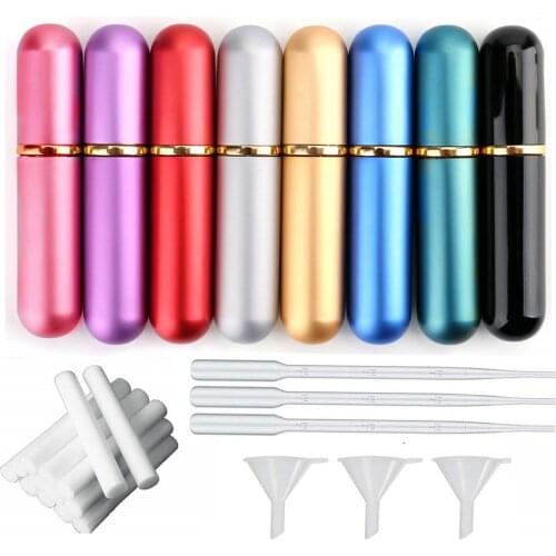 Imirootree 2-48sets Empty Refillable Aluminum Glass Essential Oil Nasal Inhalers with Cotton Wicks Funnels,Transfer Pipettes