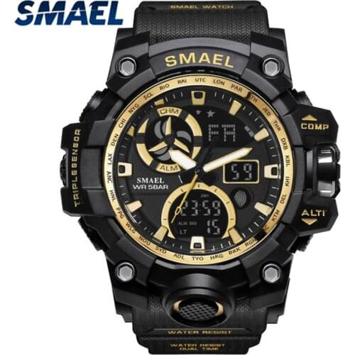 SMAEL Top Brand Luxury Digital Watch Casual Style Shock Sports Military Watches Mens Dual Display Quartz Watch Relogio Masculino