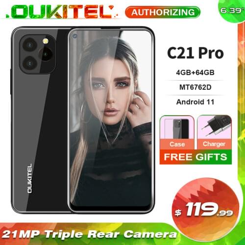 OUKITEL C21 Pro 4GB+64GB MT6762D Octa Core Smartphone 6.39'' HD Screen 21MP Rear Camera 4000mAh 4G Android 11 Mobile Phone