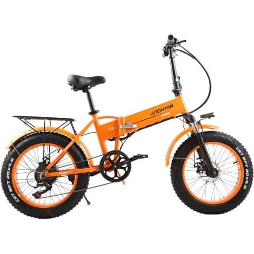 20 Inch Folding Electric Bicycle For Adults R6 Electric Bicycles 7 Speed Wide Tire 48V 800W Portable Electric Bike Orange/Black