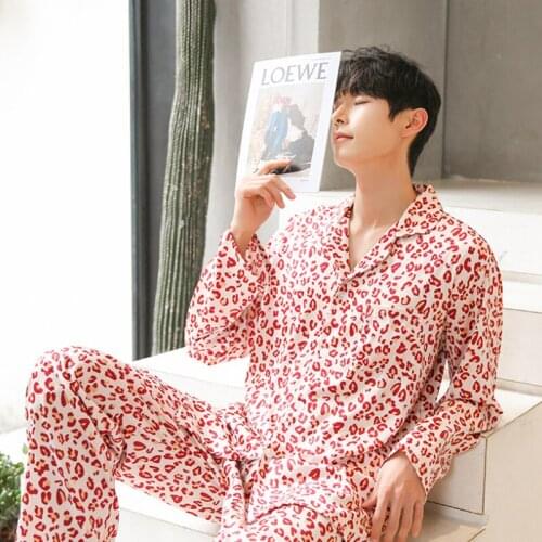 2021 Spring and Summer Mens Silk Short-sleeved Long Trousers Cool Satin Pajamas Silk Clothes Pijama Hombre Men Silk Pajamas