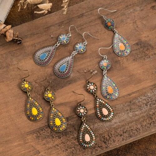 Vintage Boho Ethnic Water Drip Dangle Drop Earrings for Women Female Fashion 2019 Jewelry Accessories In Ear Charm Suspension