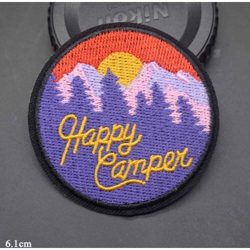 Yellow Sun Hike Outdoor Hiking Theme Iron On Embroidered Clothes Patches For Clothing Stickers Garment Wholesale