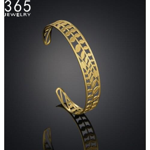 2020 New Fashion Bangles Stainless Steel Gold Color Hollow Out Style Bracelet For Women Gift Pulseras Charm Bracelets