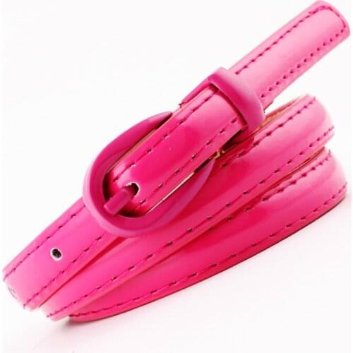 Womens Cute Candy Colors PU Leather Thin Belt Skinny Slender Waistband Leather Belt Women Cinturon Mujer Kemer SE33