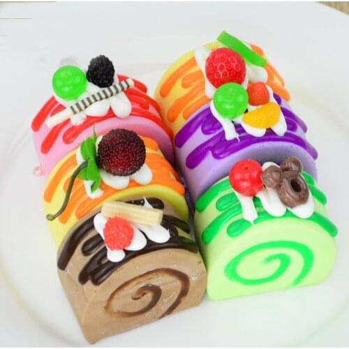 050 6pcs Imitation cake omelette jam cake model Swiss egg roll PU cake dessert model props