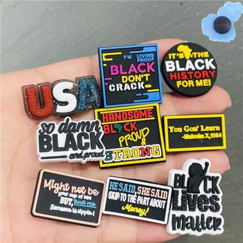 1pcs USA Black Lives Matter PVC Shoes Accessories Garden Shoe Decorations Fit Adult Croc Jibz Charm Party Presents