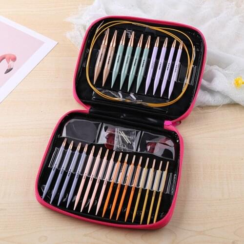 13 Pair Crochet Hook Circular Knitting Needles Set with Case Aluminum DIY Weaving Sewing Crafts Art Craft Tools