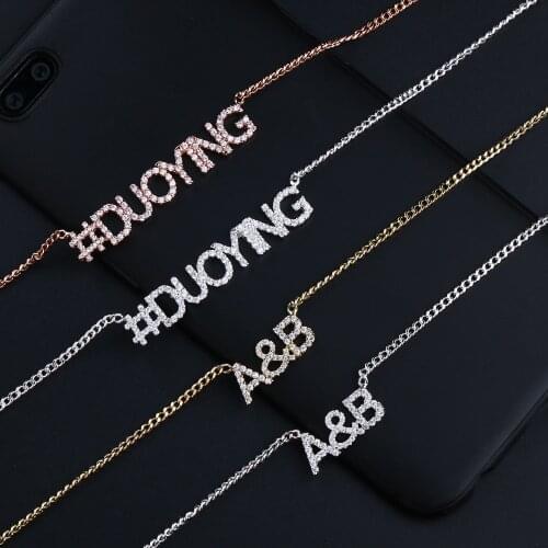 3UMeter Stainless Steel Necklace Choker Name Necklace Pendant Custom Necklace Women Chain Zirconia Necklaces Personalized Women
