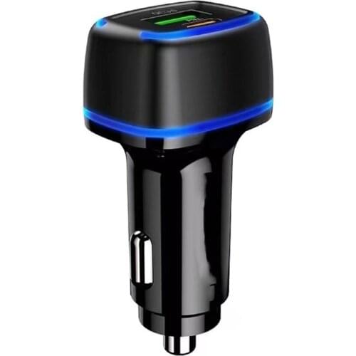 USB Car Charger Quick Charge Dual Port Cigarette Lighter USB Charger Portable Adapter QC3.0PD Flash Charging 12V-24V