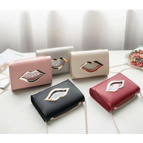 Brand Fashion Big Lips Shoulder Bag for Women 2021 Shiny Stars Leather Change Purse Female Crossbody Messenger Chain Bags Ladies