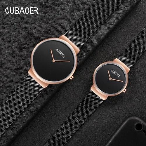 Reloj pareja OUBAOER Couple Watch Luxury Stainless Steel Quartz Watch Men Women Wristwatch lovers Watch relogio masculin gift