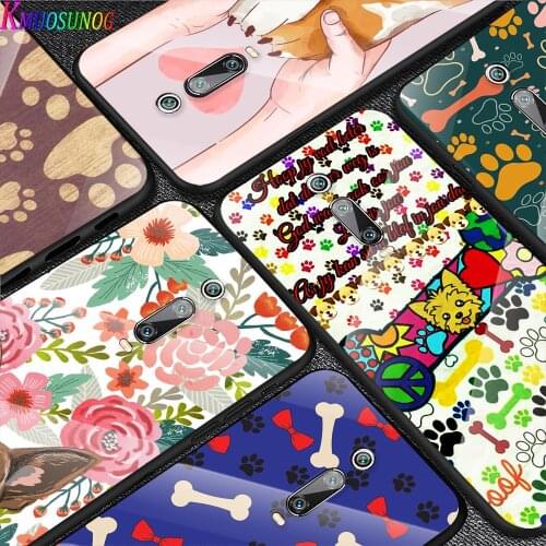 Cute Paw Print Dog For Xiaomi Redmi K40 K30 K20 9T 9C 9A 9 8A 7 Pro Plus Tempered Glass Luxury Cover Phone Case