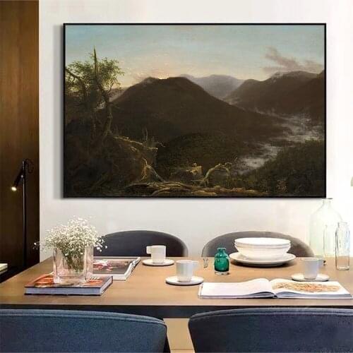 Citon Canvas Art Oil painting Thomas Cole《Sunrise in the Catskills》Artwork Poster Picture Modern Home Wall Decor Home Decoration