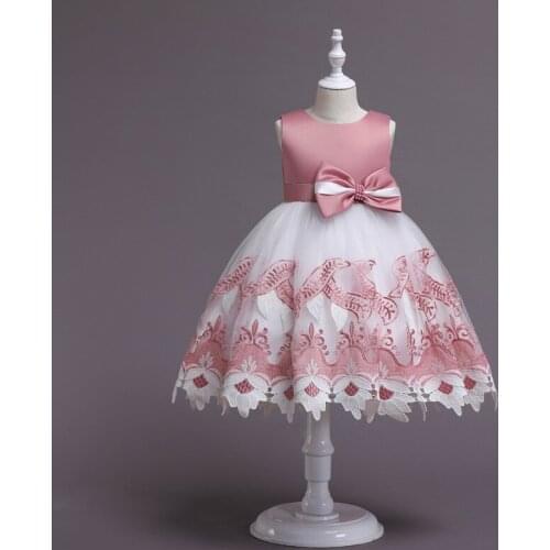 Children Evening Dress 2-10Years Girls Princess Wedding Flower Girls / Birthday Performance Party Dress Bow Embroidery Ball Gown