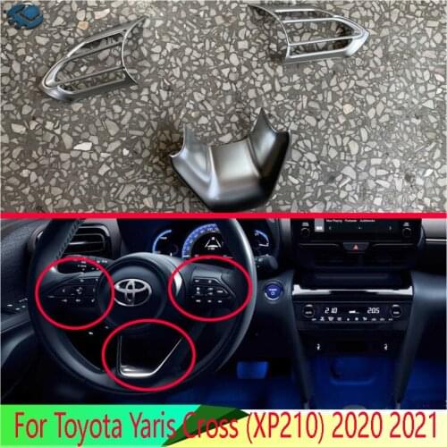 For Toyota Yaris Cross (XP210) 2020 2021 ABS Chrome Steering Wheel Panel Cover Bezel Trim Insert Badge Molding Garnish
