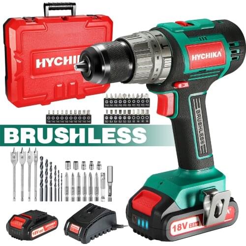 HYCHIKA 18V Brushless Driver Drill 60Nm Drill Hammer 3 Functions in 1 Brushless Driver Drill