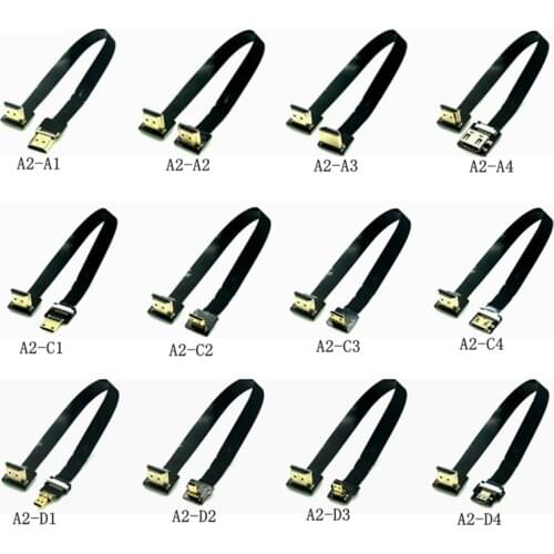 FPV HD Type A Male UP Down Angled 90 Degree To HDMI-compatible HDTV FPC Flat Cable For Camera TV Multicopter Aerial Photography