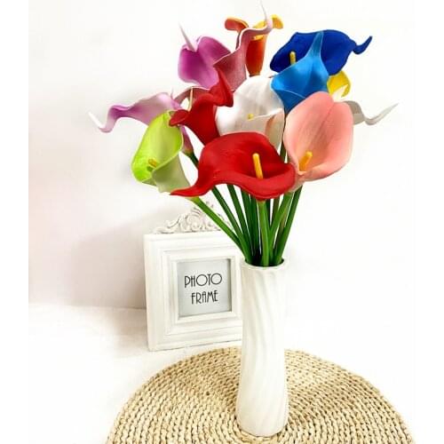 1 Pcs High Quality Real Touch Calla Lily Artificial Flowers Calla Lily Bouquet For Wedding Bouquet Bridal Home Flower Decoration