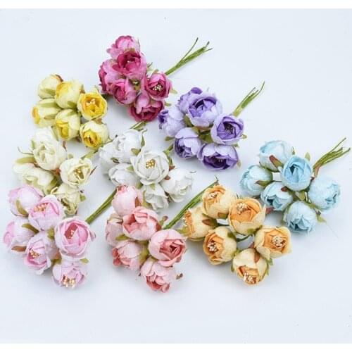 6pcs/bunch Simulation Rose Artificial Flower Foam Flower DIY Ball Garland Headdress Wedding Decoration Bridal Flowers