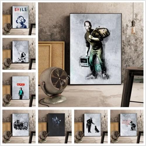 Classic Graffiti By Banksy Art Canvas Painting & Calligraphy Nordic Fashion Posters and Prints Home Decoration Wall Art Picture