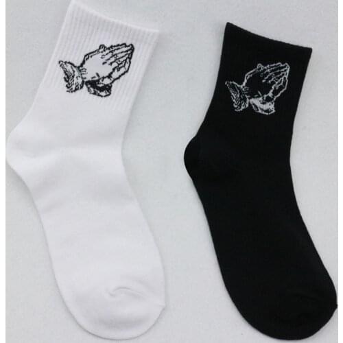 Mens Brand White Long Socks Jesus Christ Pray Mercy Hands Skateboard Hip Hop Basketgosha Men Cotton Preach Black Sock