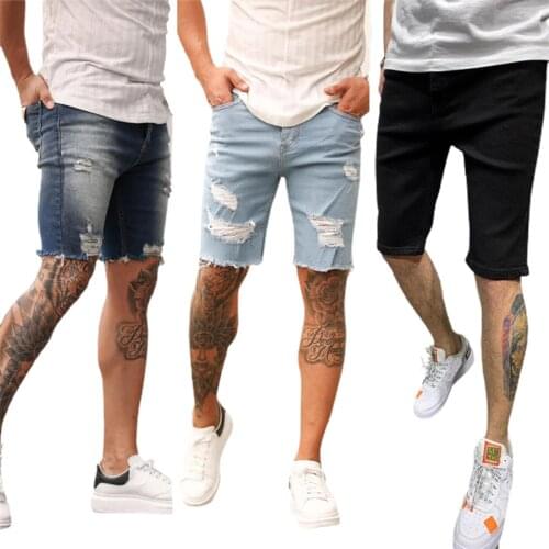 Men Solid Color Shorts With Pockets, Casual Denim Cloth Breeches, Dark Blue/ Blue/ Black New Style 2021