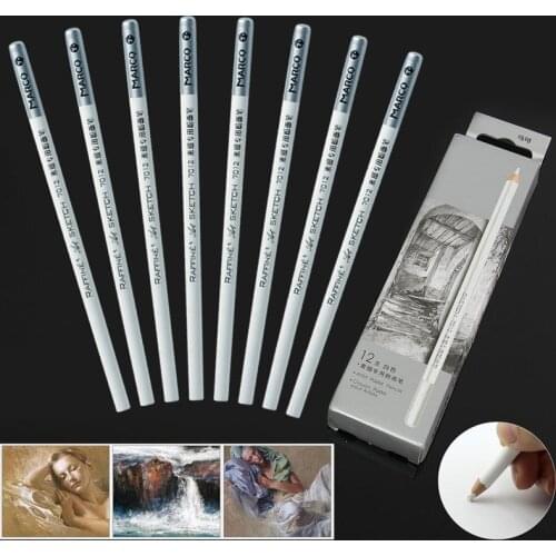12pcs White Fine Art Drawing Non-toxic Base Pastel Pencils Set For Artist Sketch
