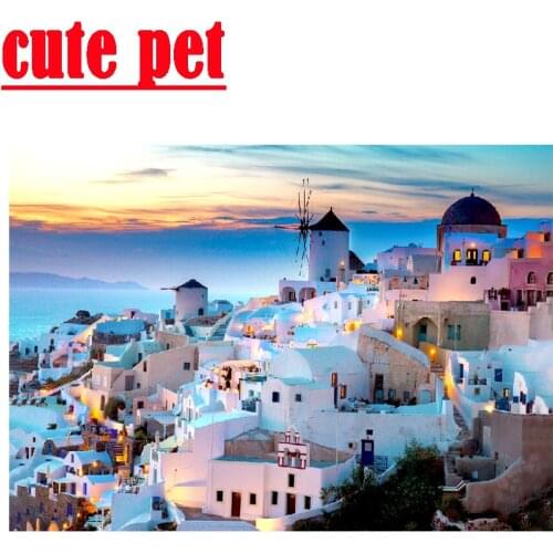 Diy diamond painting Santorini dusk full Square round drill cross stitch Wallpaper gift Diamond Embroidery mosaic Art home decor