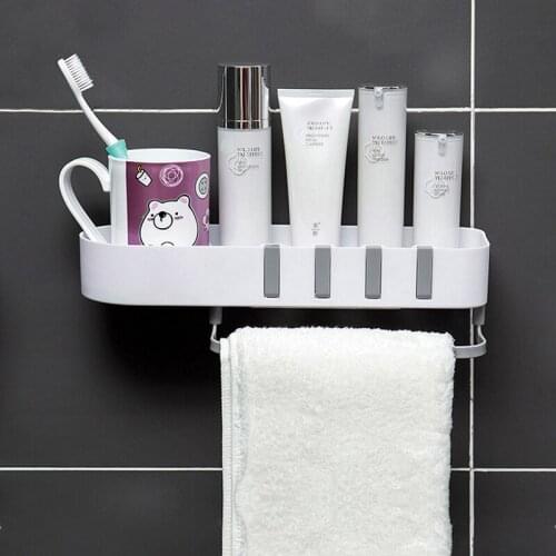 Bathroom Shelf Wall Hanging Kitchen Seasoning Storage Rack Toilet Wall Non Perforated ABS Plastic Towel Rack