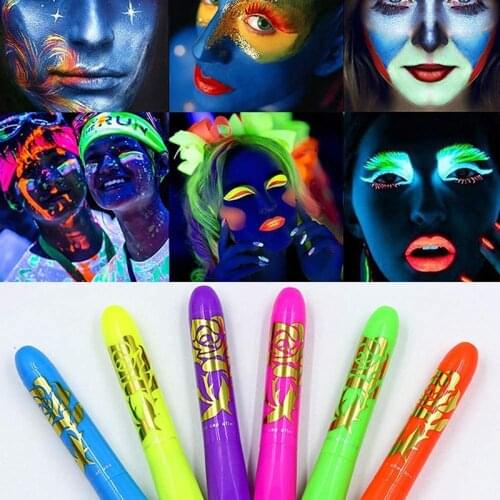 Non-toxic Luminous Face Body Painting Pen Washable Childrens Fluorescent Face Painted Glow In The Dark Paint Set Halloween Tool
